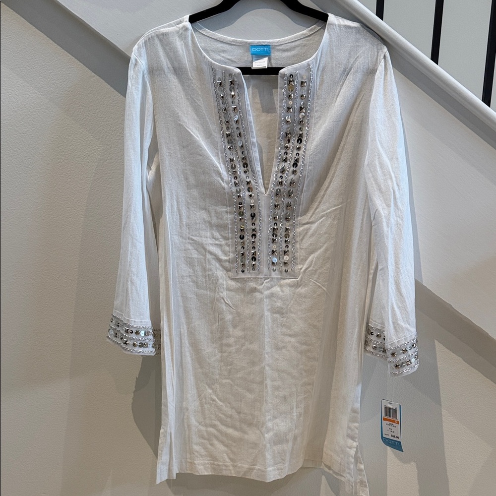 Dotti White Tunic with Silver Embellishments